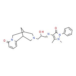 ChemSpider 2D Image | 11-{(3E)-3-[(1,5-Dimethyl-3-oxo-2-phenyl-2,3-dihydro-1H-pyrazol-4-yl)imino]-2-hydroxypropyl}-7,11-diazatricyclo[7.3.1.0~2,7~]trideca-2,4-dien-6-one | C25H29N5O3