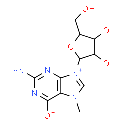 ChemSpider 2D Image | 2-Amino-7-methyl-9-pentofuranosyl-7H-purin-9-ium-6-olate | C11H15N5O5