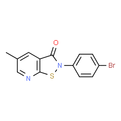 ChemSpider 2D Image | 2-(4-Bromophenyl)-5-methyl[1,2]thiazolo[5,4-b]pyridin-3(2H)-one | C13H9BrN2OS