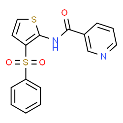 ChemSpider 2D Image | N-[3-(Phenylsulfonyl)-2-thienyl]nicotinamide | C16H12N2O3S2