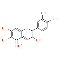 ChemSpider 2D Image | [2-(3,4-Dihydroxyphenyl)-3,6,7-trihydroxy-5H-chromen-5-ylidene]oxonium | C15H11O7