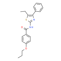 ChemSpider 2D Image | N-(5-Ethyl-4-phenyl-1,3-thiazol-2-yl)-4-propoxybenzamide | C21H22N2O2S