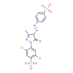 ChemSpider 2D Image | 2,5-Dichlor-4-{3-methyl-5-oxo-4-[(E)-(4-sulfonatophenyl)diazenyl]-4,5-dihydro-1H-pyrazol-1-yl}benzolsulfonat | C16H10Cl2N4O7S2
