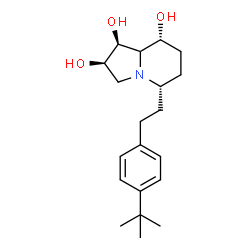 ChemSpider 2D Image | (1S,2R,5S,8R)-5-{2-[4-(2-Methyl-2-propanyl)phenyl]ethyl}octahydro-1,2,8-indolizinetriol | C20H31NO3