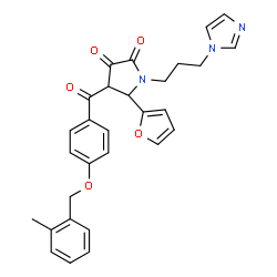 ChemSpider 2D Image | 5-(2-Furyl)-1-[3-(1H-imidazol-1-yl)propyl]-4-{4-[(2-methylbenzyl)oxy]benzoyl}-2,3-pyrrolidinedione | C29H27N3O5