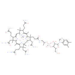 ChemSpider 2D Image | cobaltic;[5-(5,6-dimethylbenzimidazol-1-yl)-4-hydroxy-2-(hydroxymethyl)tetrahydrofuran-3-yl] [1-methyl-2-[3-[2,13,18-tris(2-amino-2-oxo-ethyl)-7,12,17-tris(3-amino-3-oxo-propyl)-3,5,8,8,13,15,18,19-octamethyl-2,7,12,17-tetrahydro-1H-corrin-24-id-3-yl]propanoylamino]ethyl] phosphate;cyanide | C63H88CoN14O14P