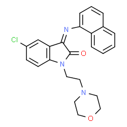 ChemSpider 2D Image | (3Z)-5-Chloro-1-[2-(4-morpholinyl)ethyl]-3-(1-naphthylimino)-1,3-dihydro-2H-indol-2-one | C24H22ClN3O2