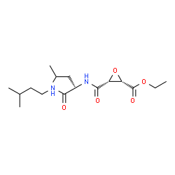 ChemSpider 2D Image | Ethyl (2S,3R)-3-({(2R)-4-methyl-1-[(3-methylbutyl)amino]-1-oxo-2-pentanyl}carbamoyl)-2-oxiranecarboxylate | C17H30N2O5