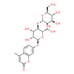 ChemSpider 2D Image | 4-Methyl-2-oxo-2H-chromen-7-yl 4-O-alpha-L-mannopyranosyl-alpha-L-mannopyranoside | C22H28O13