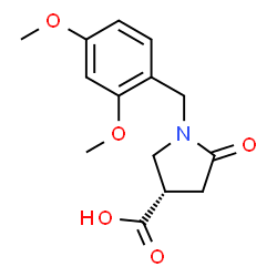 ChemSpider 2D Image | (3S)-1-(2,4-Dimethoxybenzyl)-5-oxo-3-pyrrolidinecarboxylic acid | C14H17NO5