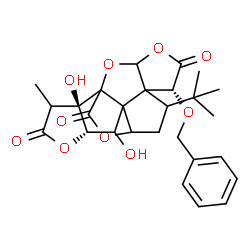 ChemSpider 2D Image | (6R,13S,17R)-6-(Benzyloxy)-12,17-dihydroxy-16-methyl-8-(2-methyl-2-propanyl)-2,4,14,19-tetraoxahexacyclo[8.7.2.0~1,11~.0~3,7~.0~7,11~.0~13,17~]nonadecane-5,15,18-trione | C27H30O10