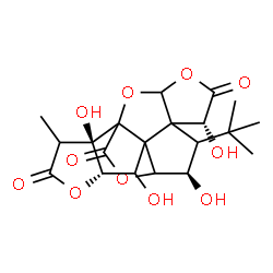 ChemSpider 2D Image | (6R,9R,13S,17R)-6,9,12,17-Tetrahydroxy-16-methyl-8-(2-methyl-2-propanyl)-2,4,14,19-tetraoxahexacyclo[8.7.2.0~1,11~.0~3,7~.0~7,11~.0~13,17~]nonadecane-5,15,18-trione | C20H24O11