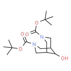 ChemSpider 2D Image | Bis(2-methyl-2-propanyl) 9-hydroxy-3,7-diazabicyclo[3.3.1]nonane-3,7-dicarboxylate | C17H30N2O5