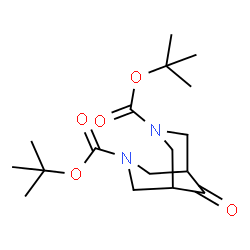 ChemSpider 2D Image | Bis(2-methyl-2-propanyl) 9-oxo-3,7-diazabicyclo[3.3.1]nonane-3,7-dicarboxylate | C17H28N2O5