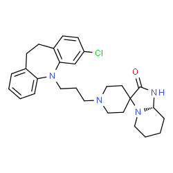 ChemSpider 2D Image | (8aS)-1'-[3-(3-Chloro-10,11-dihydro-5H-dibenzo[b,f]azepin-5-yl)propyl]hexahydro-2H-spiro[imidazo[1,2-a]pyridine-3,4'-piperidin]-2-one | C28H35ClN4O