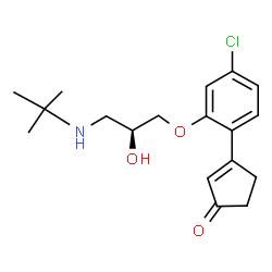 ChemSpider 2D Image | 3-(4-Chloro-2-{(2S)-2-hydroxy-3-[(2-methyl-2-propanyl)amino]propoxy}phenyl)-2-cyclopenten-1-one | C18H24ClNO3