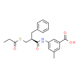 ChemSpider 2D Image | 3-{[(2S)-2-Benzyl-3-(propionylsulfanyl)propanoyl]amino}-5-methylbenzoic acid | C21H23NO4S