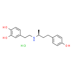 ChemSpider 2D Image | 4-(2-{[(2S)-4-(4-Hydroxyphenyl)-2-butanyl]amino}ethyl)-1,2-benzenediol hydrochloride (1:1) | C18H24ClNO3