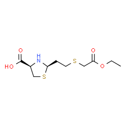 ChemSpider 2D Image | (2R,4R)-2-{2-[(2-Ethoxy-2-oxoethyl)sulfanyl]ethyl}-1,3-thiazolidine-4-carboxylic acid | C10H17NO4S2