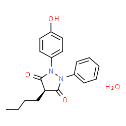 ChemSpider 2D Image | (4R)-4-Butyl-1-(4-hydroxyphenyl)-2-phenyl-3,5-pyrazolidinedione hydrate (1:1) | C19H22N2O4