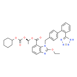 ChemSpider 2D Image | (1R)-1-{[(Cyclohexyloxy)carbonyl]oxy}ethyl 2-ethoxy-1-{[2'-(1H-tetrazol-5-yl)-4-biphenylyl]methyl}-1H-benzimidazole-7-carboxylate | C33H34N6O6
