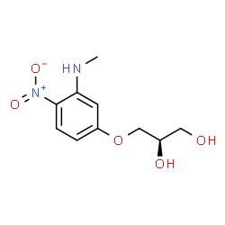ChemSpider 2D Image | (2R)-3-[3-(Methylamino)-4-nitrophenoxy]-1,2-propanediol | C10H14N2O5
