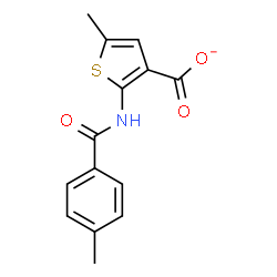 ChemSpider 2D Image | 5-Methyl-2-[(4-methylbenzoyl)amino]-3-thiophenecarboxylate | C14H12NO3S