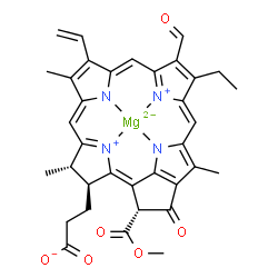 ChemSpider 2D Image | {3-[(3S,4S,21R)-14-Ethyl-13-formyl-21-(methoxycarbonyl)-4,8,18-trimethyl-20-oxo-9-vinyl-3-phorbinyl-kappa~4~N~23~,N~24~,N~25~,N~26~]propanoato(3-)}magnesate(1-) | C35H31MgN4O6
