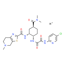 ChemSpider 2D Image | Ethanediamide, N~1~-(5-chloro-2-pyridinyl)-N~2~-[(1S,2R,4S)-4-[(dimethylamino)carbonyl]-2-[[(4,5,6,7-tetrahydro-5-methylthiazolo[5,4-c]pyridin-2-yl)carbonyl]amino]cyclohexyl]-, hydrogen salt | C24H31ClN7O4S