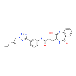 ChemSpider 2D Image | Ethyl [5-(3-{[3-(2-hydroxy-5-oxo-4,5-dihydro-3H-1,4-benzodiazepin-3-yl)propanoyl]amino}phenyl)-2H-tetrazol-2-yl]acetate | C23H23N7O5