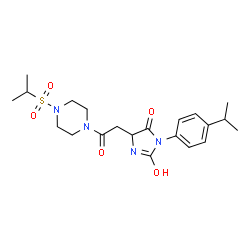 ChemSpider 2D Image | 2-Hydroxy-3-(4-isopropylphenyl)-5-{2-[4-(isopropylsulfonyl)-1-piperazinyl]-2-oxoethyl}-3,5-dihydro-4H-imidazol-4-one | C21H30N4O5S