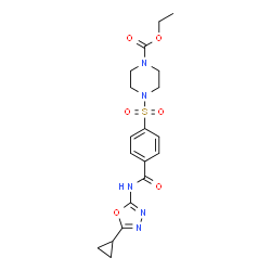 ChemSpider 2D Image | Ethyl 4-({4-[(5-cyclopropyl-1,3,4-oxadiazol-2-yl)carbamoyl]phenyl}sulfonyl)-1-piperazinecarboxylate | C19H23N5O6S
