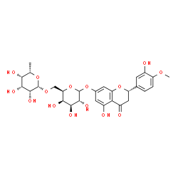ChemSpider 2D Image | (2S)-5-Hydroxy-2-(3-hydroxy-4-methoxyphenyl)-4-oxo-3,4-dihydro-2H-chromen-7-yl 6-O-(6-deoxy-beta-L-talopyranosyl)-D-galactopyranoside | C28H34O15