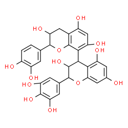 ChemSpider 2D Image | 2'-(3,4-Dihydroxyphenyl)-2-(3,4,5-trihydroxyphenyl)-3,3',4,4'-tetrahydro-2H,2'H-4,8'-bichromene-3,3',5,5',7,7'-hexol | C30H26O13