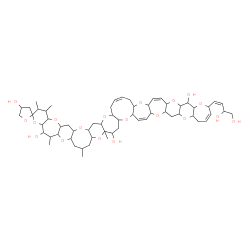 ChemSpider 2D Image | (17'Z)-26'-[(1Z)-3,4-Dihydroxy-1-buten-1-yl]-2',5',9',10',37a'-pentamethyl-1',3',3a',4,4a',5,5',6',6a',9',10',10a',11a',12',12a',13a',14',14a',15a',16',19',19a',20a',22a',23a',24',24a',26',29',29a',30
a',31',31a',32a',34a',35a',36',37',37a',38a'-tetracontahydro-2'H,3H-spiro[furan-2,8'-oxepino[2'''',3'''':5''',6''']pyrano[2''',3''':5'',6'']pyrano[2'',3'':6',7']oxepino[2',3':6,7]oxepino[3,2-b]pyrano[
2''''',3''''':6'''',7'''']oxepino[2'''',3'''':5''',6''']pyrano[2''',3''':7'',8'']oxocino[2'',3'':5',6']pyrano[2',3':6,7]oxepino[2,3-h]oxonine]-4,6',24',37'-tetrol (non-preferred name) | C60H86O19