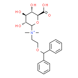 ChemSpider 2D Image | (3R,4S,5S,6S)-6-Carboxy-N-[2-(diphenylmethoxy)ethyl]-3,4,5-trihydroxy-N,N-dimethyltetrahydro-2H-pyran-2-aminium (non-preferred name) | C23H30NO7