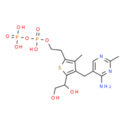 ChemSpider 2D Image | 2-{4-[(4-Amino-2-methyl-5-pyrimidinyl)methyl]-5-[(1R)-1,2-dihydroxyethyl]-3-methyl-2-thienyl}ethyl trihydrogen diphosphate | C15H23N3O9P2S