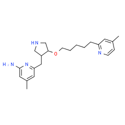 ChemSpider 2D Image | 4-Methyl-6-{[(3R,4R)-4-{[5-(4-methyl-2-pyridinyl)pentyl]oxy}-3-pyrrolidinyl]methyl}-2-pyridinamine | C22H32N4O