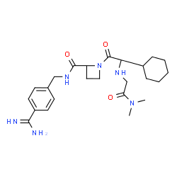 ChemSpider 2D Image | (2S)-N-(4-Carbamimidoylbenzyl)-1-[(2R)-2-cyclohexyl-2-{[2-(dimethylamino)-2-oxoethyl]amino}acetyl]-2-azetidinecarboxamide | C24H36N6O3