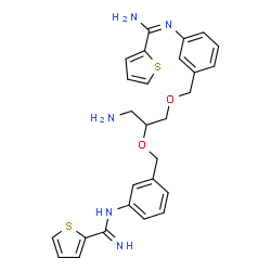 ChemSpider 2D Image | N,N''-{[(2S)-3-Amino-1,2-propanediyl]bis(oxymethylene-3,1-phenylene)}di(2-thiophenecarboximidamide) | C27H29N5O2S2