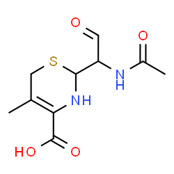 ChemSpider 2D Image | (2R)-2-[(1R)-1-Acetamido-2-oxoethyl]-5-methyl-3,6-dihydro-2H-1,3-thiazine-4-carboxylic acid | C10H14N2O4S