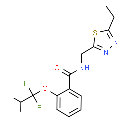 ChemSpider 2D Image | N-[(5-Ethyl-1,3,4-thiadiazol-2-yl)methyl]-2-(1,1,2,2-tetrafluoroethoxy)benzamide | C14H13F4N3O2S