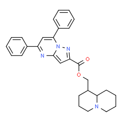ChemSpider 2D Image | Octahydro-2H-quinolizin-1-ylmethyl 5,7-diphenylpyrazolo[1,5-a]pyrimidine-2-carboxylate | C29H30N4O2