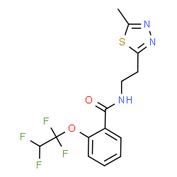 ChemSpider 2D Image | N-[2-(5-Methyl-1,3,4-thiadiazol-2-yl)ethyl]-2-(1,1,2,2-tetrafluoroethoxy)benzamide | C14H13F4N3O2S