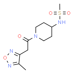 ChemSpider 2D Image | N-{1-[(4-Methyl-1,2,5-oxadiazol-3-yl)acetyl]-4-piperidinyl}methanesulfonamide | C11H18N4O4S