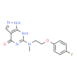 ChemSpider 2D Image | 6-{[2-(4-Fluorophenoxy)ethyl](methyl)amino}-1,7-dihydro-4H-pyrazolo[3,4-d]pyrimidin-4-one | C14H14FN5O2