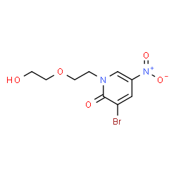 ChemSpider 2D Image | 3-Bromo-1-[2-(2-hydroxyethoxy)ethyl]-5-nitro-2(1H)-pyridinone | C9H11BrN2O5