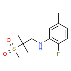 ChemSpider 2D Image | 2-Fluoro-5-methyl-N-[2-methyl-2-(methylsulfonyl)propyl]aniline | C12H18FNO2S