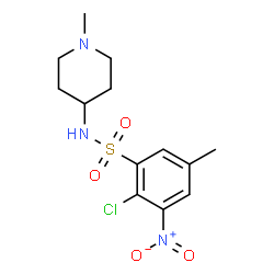 ChemSpider 2D Image | 2-Chloro-5-methyl-N-(1-methyl-4-piperidinyl)-3-nitrobenzenesulfonamide | C13H18ClN3O4S