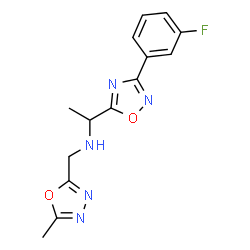 ChemSpider 2D Image | 1-[3-(3-Fluorophenyl)-1,2,4-oxadiazol-5-yl]-N-[(5-methyl-1,3,4-oxadiazol-2-yl)methyl]ethanamine | C14H14FN5O2